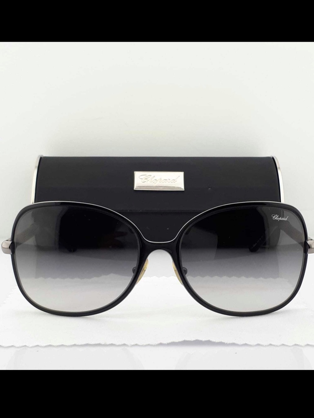 Chopard Black and Silver Gradient Oversized Women's Sunglasses